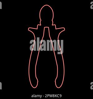 Neon cutting pliers side cutter hand tools for cutting wires red color vector illustration image flat style Stock Vector