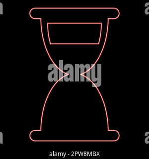 Neon hourglass sand clock antique red color vector illustration image flat style Stock Vector