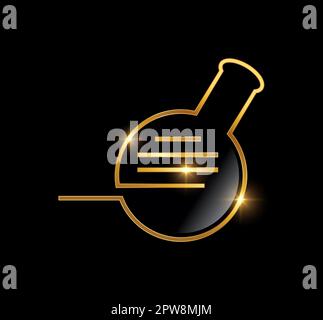 Golden Test Tube Logo Vector Icon Stock Vector