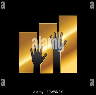 Golden Hand Up Logo Vector Icon Stock Vector