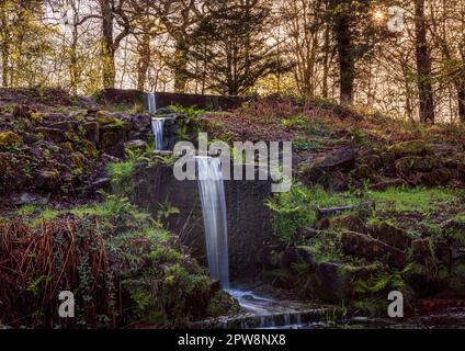 Waterfalls at The Vachery within Ashdown forest on the high weald East Sussex, south east England UK Stock Photo