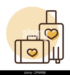 Suitcase and honeymoon on vacation wedding icon Stock Vector