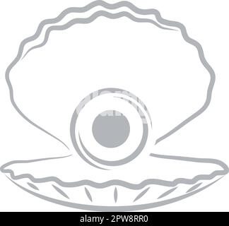 Open shell with pearls logo, shell logo, icon Stock Vector