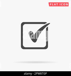 Checklist button - check mark in box sign. Simple flat black symbol with shadow on white background. Vector illustration pictogram Stock Vector