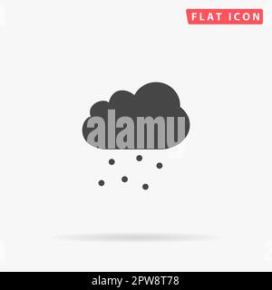 Cloud with hail. Simple flat black symbol with shadow on white background. Vector illustration pictogram Stock Vector