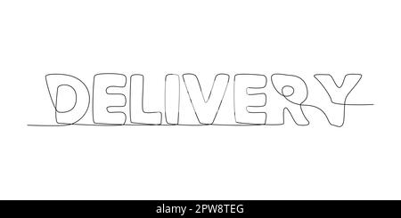 One continuous line of Delivery word. Thin Line Illustration vector concept. Stock Vector