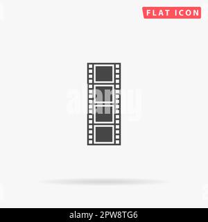 Cinematographic film. Simple flat black symbol with shadow on white background. Vector illustration pictogram Stock Vector