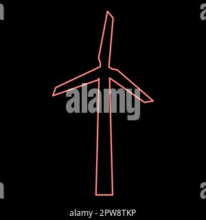 Neon wind generator red color vector illustration image flat style Stock Vector