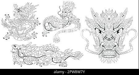 Dragon Zentangle Styled For Coloring For T shirt Design Tattoo And dragon-zentangle-styled-for-coloring-for-t-shirt-design-tattoo-and