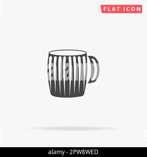 Empty beer mug. Simple flat black symbol with shadow on white background. Vector illustration pictogram Stock Vector