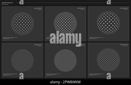 Modern abstract digital circle design template set. Halftone globe graphic art. Stock Vector