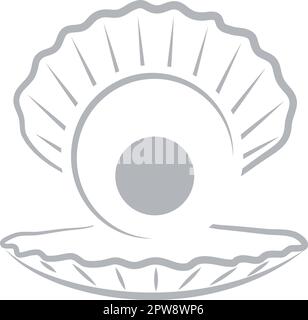 Open shell with pearls logo, shell logo, icon Stock Vector