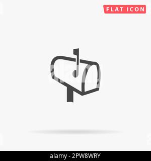 Mailbox. Simple flat black symbol with shadow on white background. Vector illustration pictogram Stock Vector
