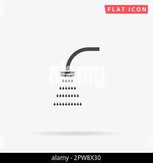 Shower. Simple flat black symbol with shadow on white background. Vector illustration pictogram Stock Vector