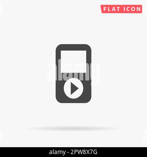 MP3 player. Simple flat black symbol with shadow on white background. Vector illustration pictogram Stock Vector