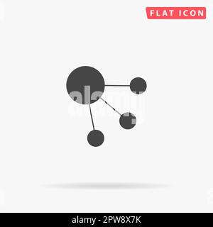 Old satellite. Simple flat black symbol with shadow on white background. Vector illustration pictogram Stock Vector