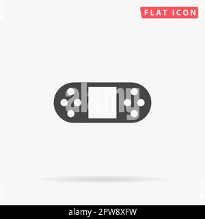 Portable Video Game Console. Simple flat black symbol with shadow on white background. Vector illustration pictogram Stock Vector