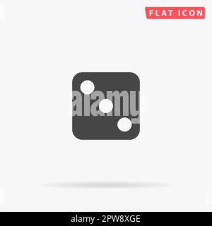 One dices - side with 3. Simple flat black symbol with shadow on white background. Vector illustration pictogram Stock Vector