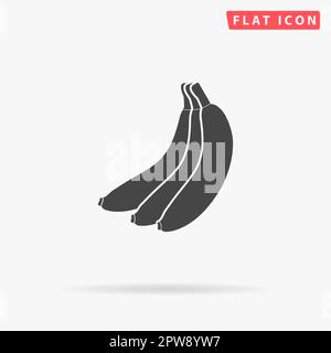 Banana. Simple flat black symbol with shadow on white background. Vector illustration pictogram Stock Vector