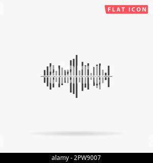 Sound waveequalizer music. Simple flat black symbol with shadow on white background. Vector illustration pictogram Stock Vector