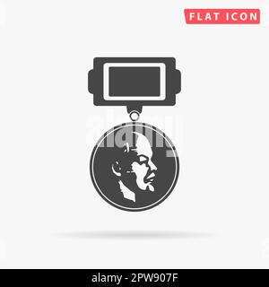Soviet military Lenin order. Simple flat black symbol with shadow on white background. Vector illustration pictogram Stock Vector