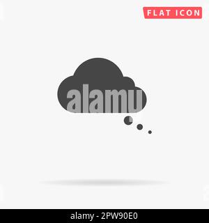 Cloud thought. Simple flat black symbol with shadow on white background. Vector illustration pictogram Stock Vector