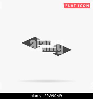 Two side arrow. Simple flat black symbol with shadow on white background. Vector illustration pictogram Stock Vector
