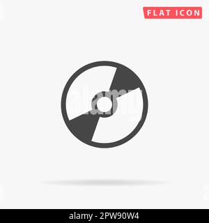 CD or DVD. Simple flat black symbol with shadow on white background. Vector illustration pictogram Stock Vector