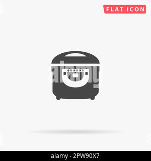Electric Cooker. Simple flat black symbol with shadow on white background. Vector illustration pictogram Stock Vector