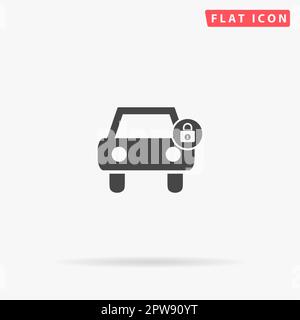 Car lock. Simple flat black symbol with shadow on white background. Vector illustration pictogram Stock Vector