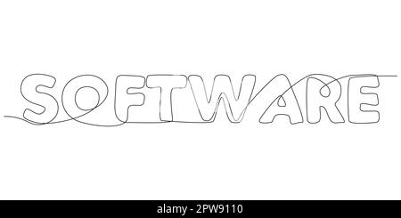 One continuous line of Software word. Stock Vector