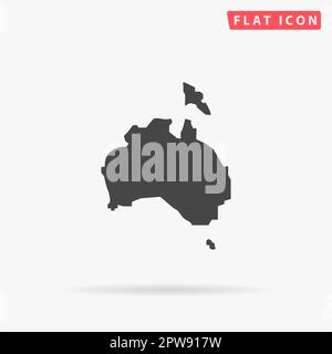 Australia map. Simple flat black symbol with shadow on white background. Vector illustration pictogram Stock Vector