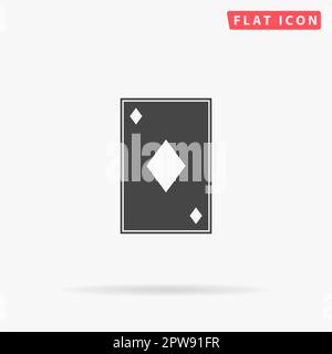 Diamonds card. Simple flat black symbol with shadow on white background. Vector illustration pictogram Stock Vector