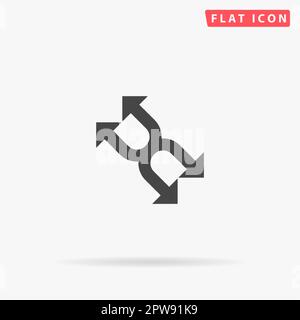 Fourfold Arrow. Simple flat black symbol with shadow on white background. Vector illustration pictogram Stock Vector
