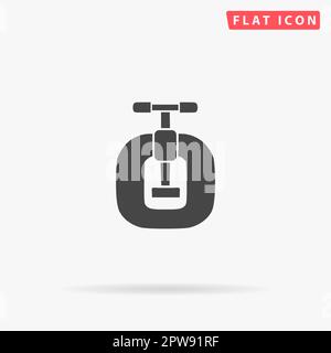 Bench vices. Simple flat black symbol with shadow on white background. Vector illustration pictogram Stock Vector