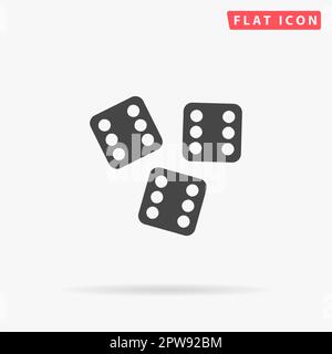Lucky dices casino gambling game jackpot. Simple flat black symbol with shadow on white background. Vector illustration pictogram Stock Vector