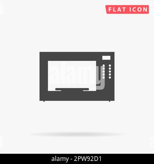 Microwave oven. Simple flat black symbol with shadow on white background. Vector illustration pictogram Stock Vector
