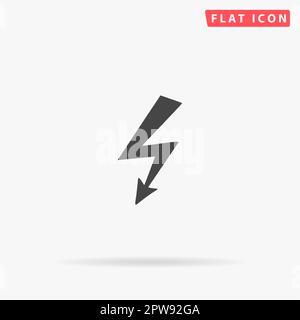 Bolt. Simple flat black symbol with shadow on white background. Vector illustration pictogram Stock Vector