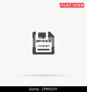 Magnetic floppy disc for computer data storage. Simple flat black symbol with shadow on white background. Vector illustration pictogram Stock Vector