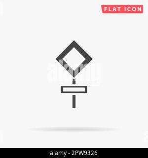 Empty road sign. Simple flat black symbol with shadow on white background. Vector illustration pictogram Stock Vector