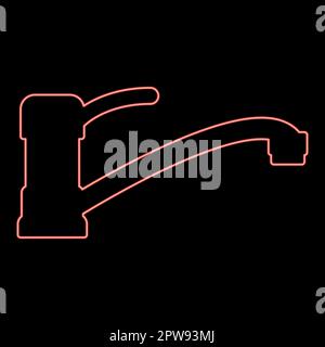 Neon water tap red color vector illustration image flat style Stock Vector