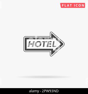 Hotel signboard vector. Simple flat black symbol with shadow on white background. Vector illustration pictogram Stock Vector