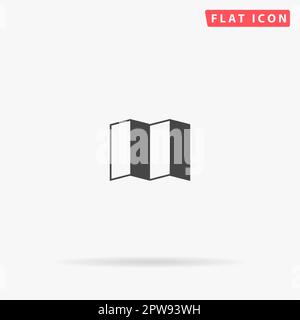 Map. Simple flat black symbol with shadow on white background. Vector illustration pictogram Stock Vector