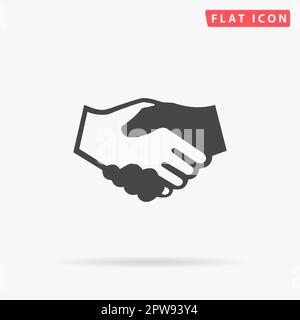 Handshake for business and finance. Simple flat black symbol with shadow on white background. Vector illustration pictogram Stock Vector