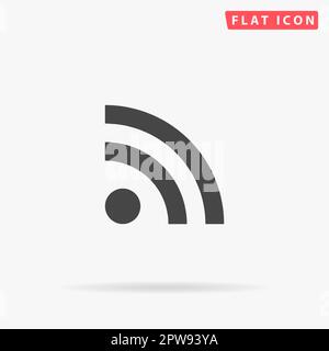 RSS. Simple flat black symbol with shadow on white background. Vector illustration pictogram Stock Vector