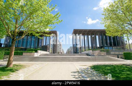 Modern building in Breche Gardens  on a sunny day, Niort, France Stock Photo