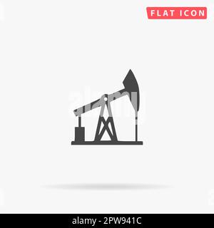 Oil derrick. Simple flat black symbol with shadow on white background. Vector illustration pictogram Stock Vector