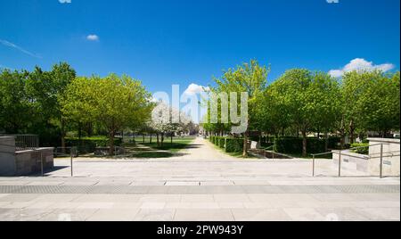 Breche Garden large panorama on a sunny day, Niort, France Stock Photo