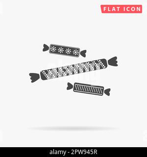 Three Candy. Simple flat black symbol with shadow on white background. Vector illustration pictogram Stock Vector