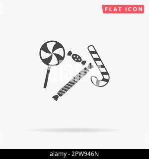 Sweets and candies. Simple flat black symbol with shadow on white background. Vector illustration pictogram Stock Vector